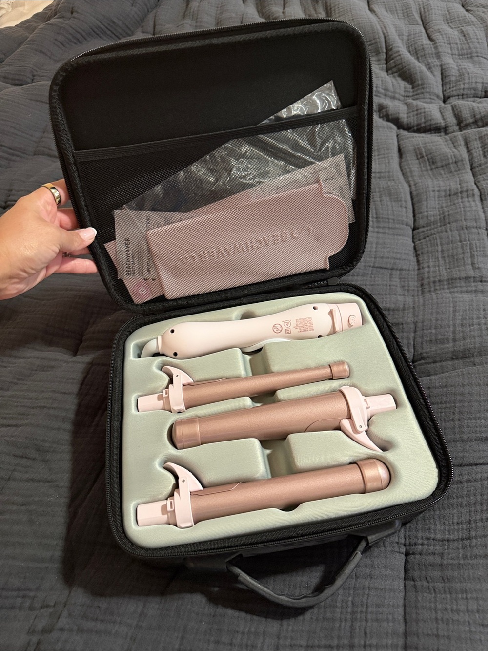 Beachwaver Co. Rose Gold 3-Piece Curling Wand Set with Storage Case